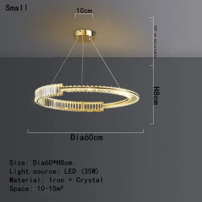 Modern gold crystal led chandelier with a gold-toned iron frame and crystal accents for dining room decorbites crystal led