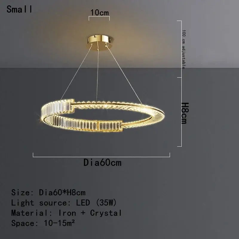 Modern gold crystal led chandelier with a gold-toned iron frame and crystal accents for dining room decorbites crystal led