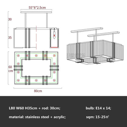 Modern gold crystal led chandelier with stainless steel rectangular frame and crystal led decorbites chandelier design