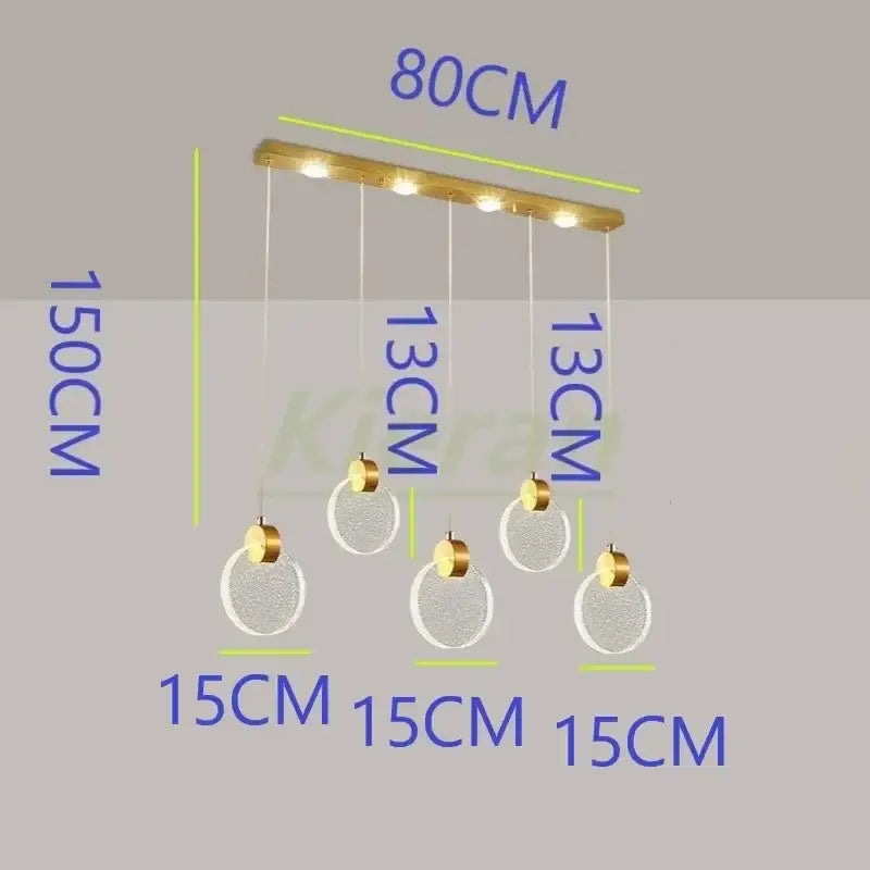 Modern gold crystal led chandelier with five clear textured glass shades by decorbites crystal led for dining room decor
