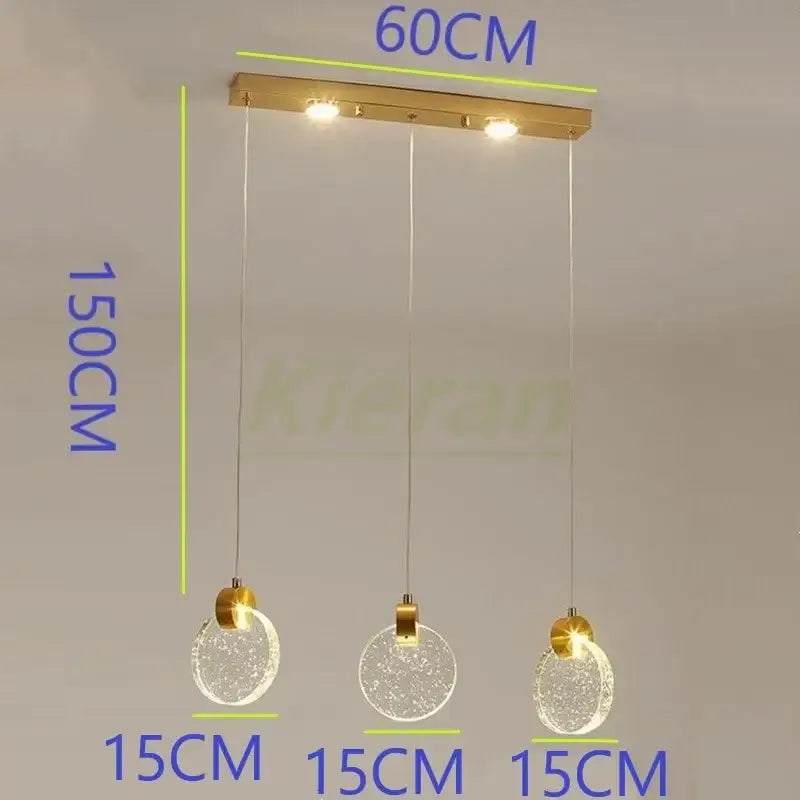 Modern gold crystal led chandelier with three clear crackled glass spheres by decorbites crystal led for dining room decor