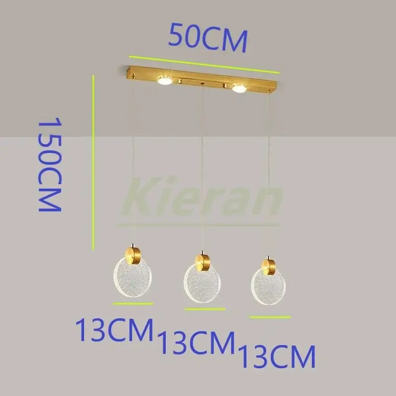 Modern gold crystal led chandelier with three clear textured glass orbs by decorbites crystal led for dining room decor