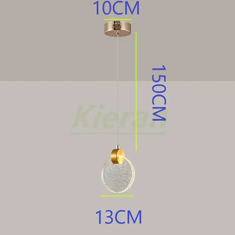 Modern gold crystal led chandelier dining room pendant light with gold-toned metal fixture and textured glass globe decorbites crystal led