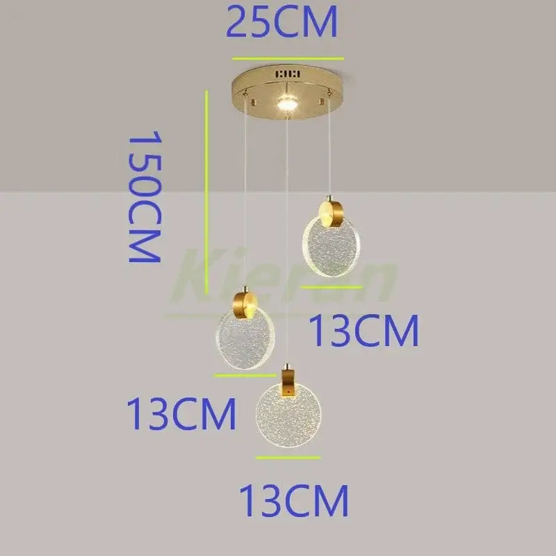 Modern gold crystal led chandelier dining room pendant light with three crackled glass orbs by decorbites crystal led