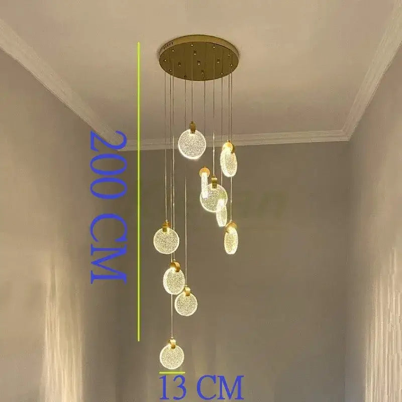 Modern gold crystal led chandelier with multiple spherical glass orbs for dining room decorbites crystal led pendant light