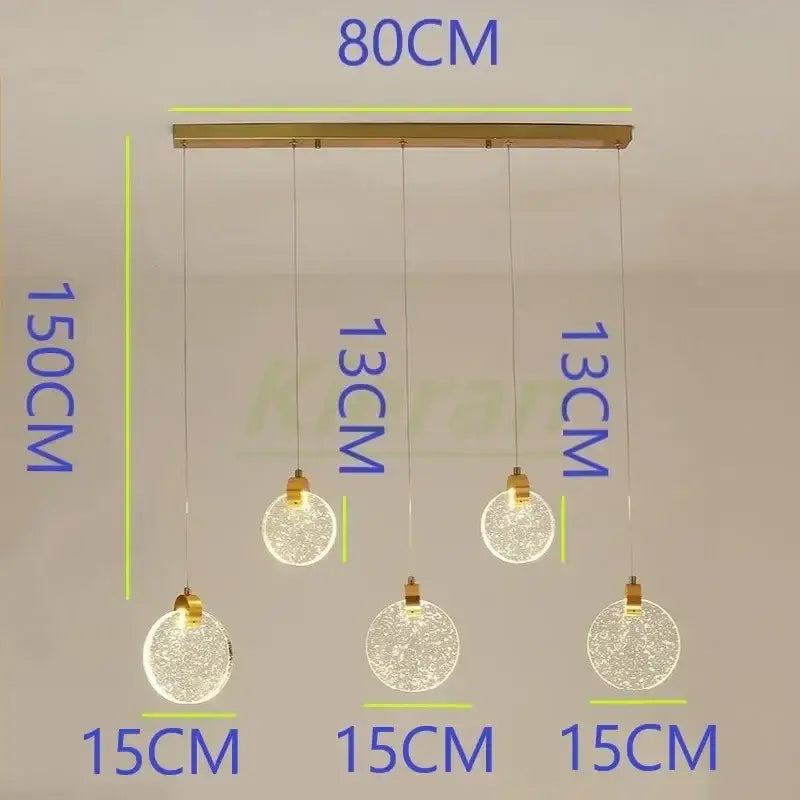 Modern gold crystal led chandelier with four crackled glass globe pendants for dining room decorbites crystal led light