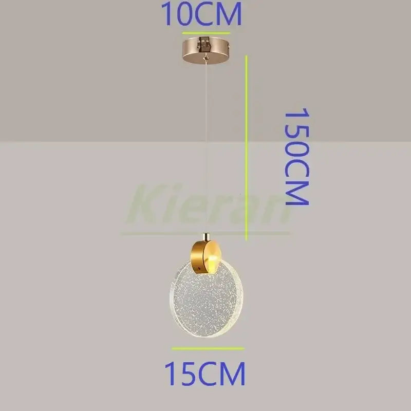 Modern gold crystal led chandelier with a circular textured glass shade for elegant dining room decorbites crystal led lighting
