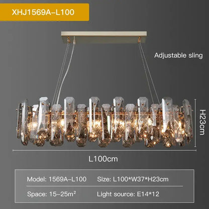 Modern gold crystal led chandelier with sleek metallic frame and hanging glass prisms for dining room decorbites crystal led