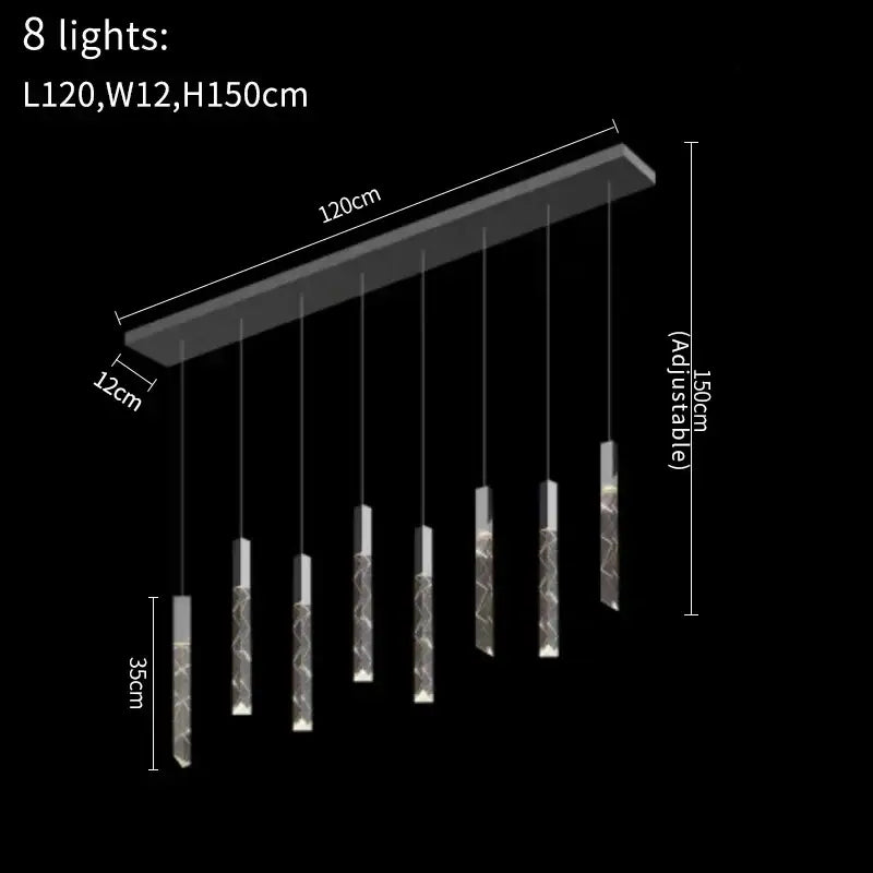 Modern gold crystal led chandelier living room pendant light with a black rectangular frame and decorbites crystal led glass lamps