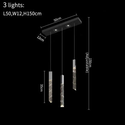 Modern gold crystal led chandelier with three adjustable translucent glass pendants featuring geometric pattern decorbites crystal led