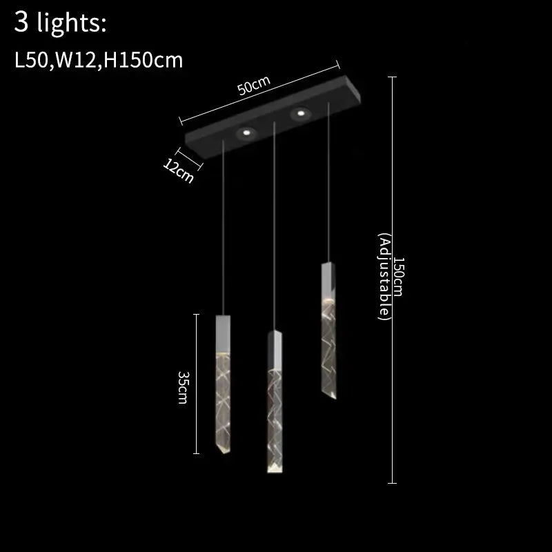 Modern gold crystal led chandelier with three adjustable translucent glass pendants featuring geometric pattern decorbites crystal led