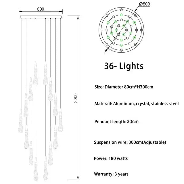 Modern gold crystal led chandelier with 36-light circular aluminum frame and stainless steel for dining room decorbites crystal led