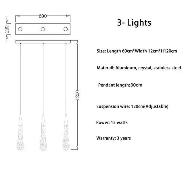 Modern gold crystal led chandelier with sleek aluminum rectangular bar and crystal droplet shades by decorbites crystal led