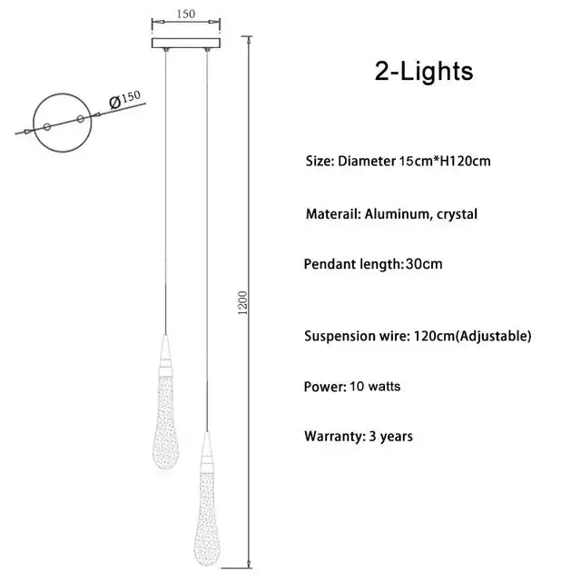 Modern gold crystal led chandelier with teardrop-shaped crystal shades and aluminum mount for dining room decorbites crystal led