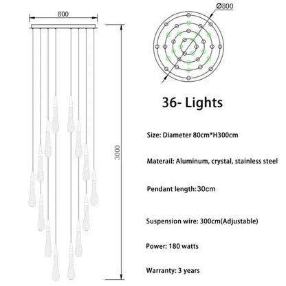 Modern gold crystal led chandelier with 36-light circular aluminum frame and stainless steel pendant light decorbites crystal led