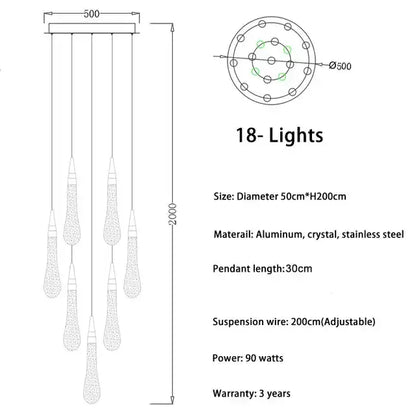Modern gold crystal led chandelier pendant light with 18 lights circular aluminum frame and stainless steel accents for dining room decorbites crystal led