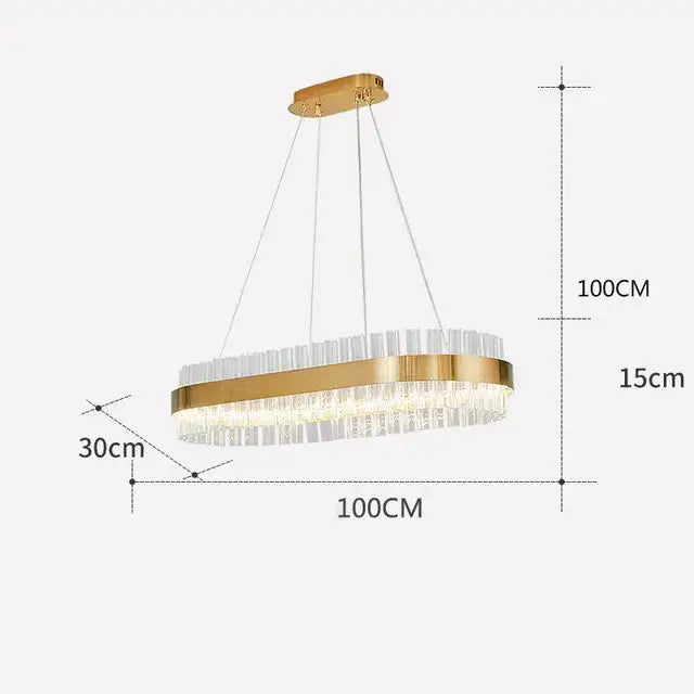 Modern gold crystal led circle pendant chandelier with clear crystal rods and sleek metallic frame for living room decorbites crystal led