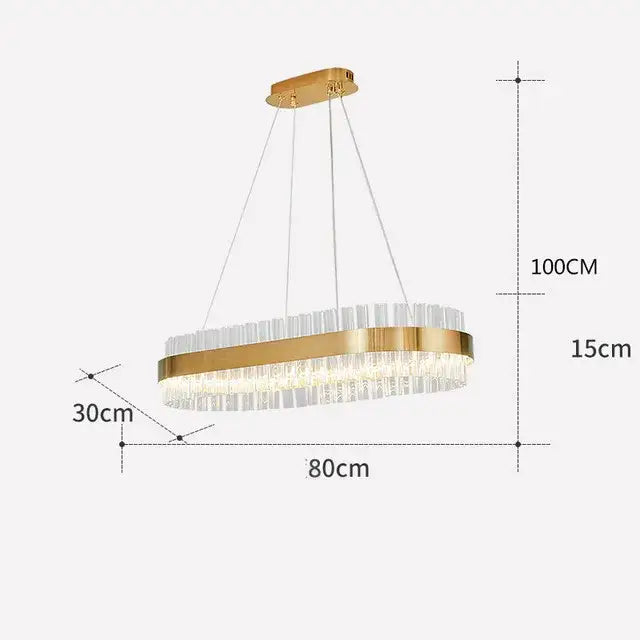 Modern gold crystal led circle pendant chandelier with clear crystal rods and sleek metallic frame for living room decorbites crystal led