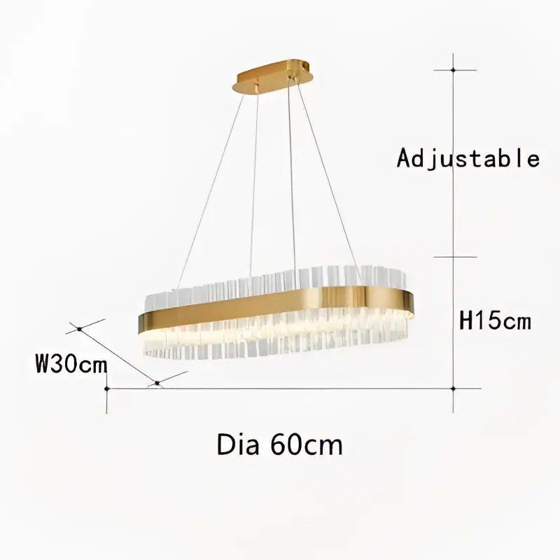 Modern gold crystal led circle pendant chandelier with clear crystal rods and sleek decorbites crystal led design