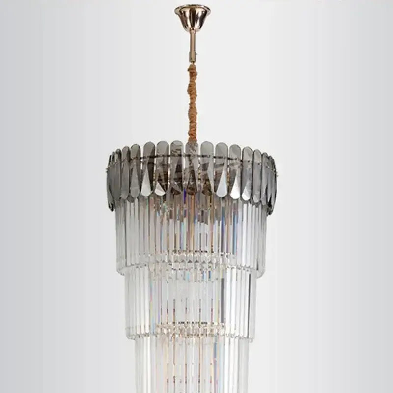 Modern gold crystal led pendant chandelier with clear faceted glass rods and brass finish for dining room decorbites crystal led