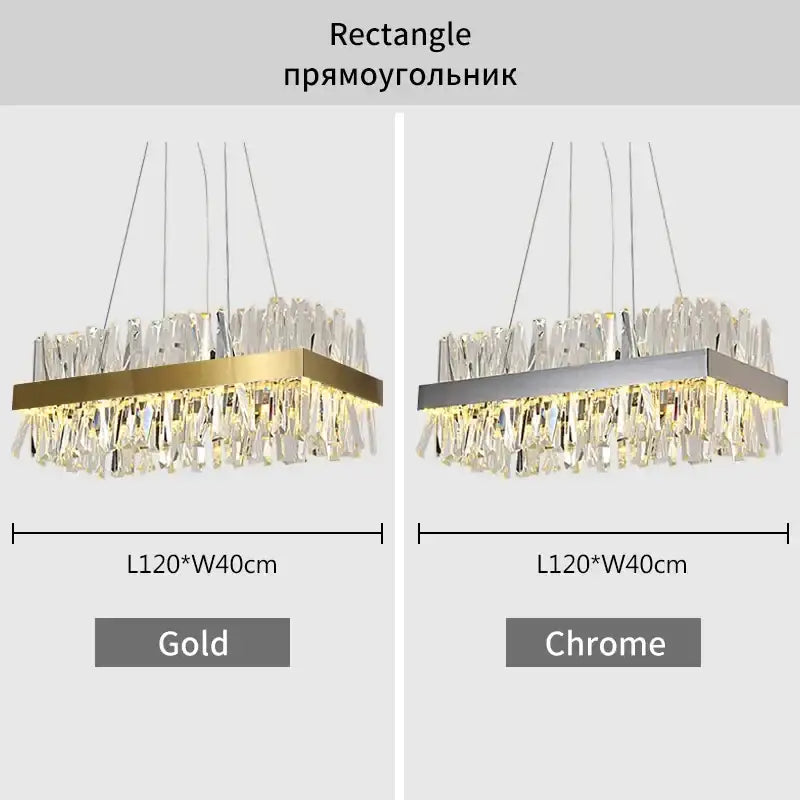 Modern gold pendant chandelier with cascading clear crystal droplets featuring decorbites crystal led chrome frame