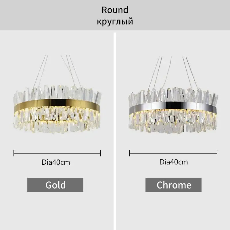 Modern gold crystal led pendant chandelier with chrome round frames and crystal droplets for dining room decorbites crystal led