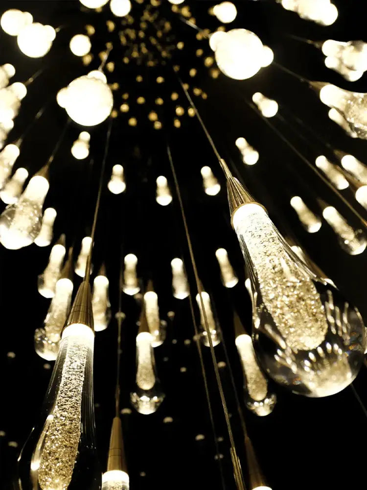 Modern gold crystal led pendant chandelier with teardrop decorbites crystal led lights for living room decor