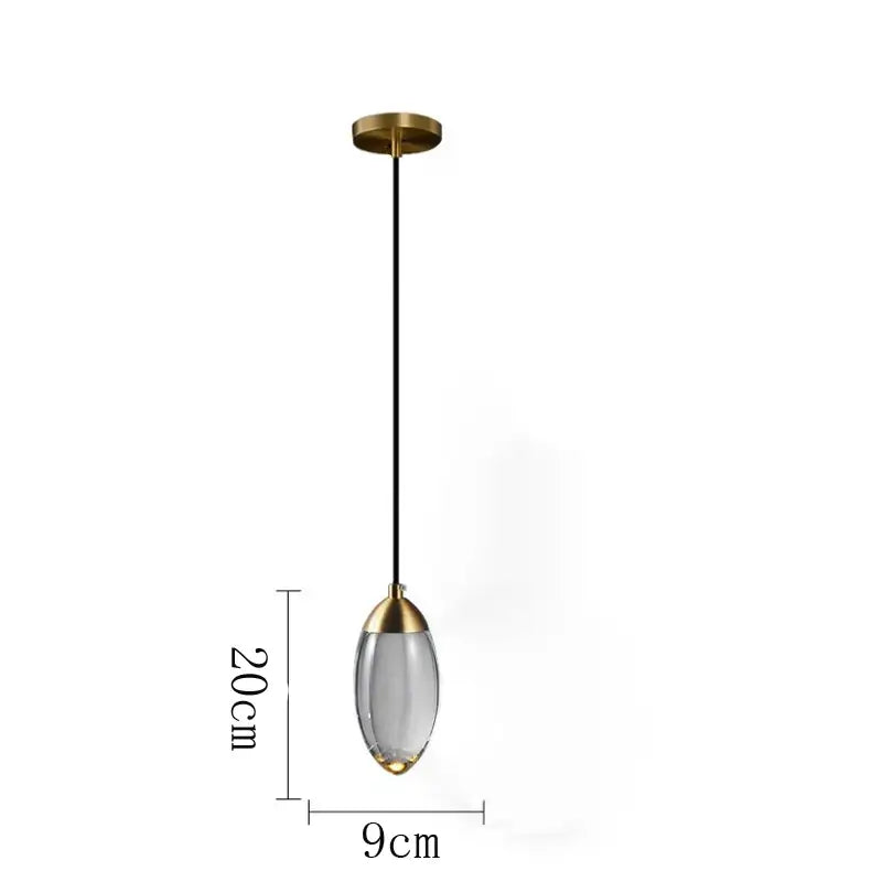 Modern gold crystal led pendant light with gold-toned metal frame and clear glass shade for bedroom decorbites crystal led