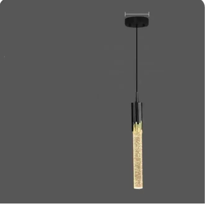 Modern gold crystal led pendant light with black cylindrical top and sparkling glass body for living room decorbites crystal led