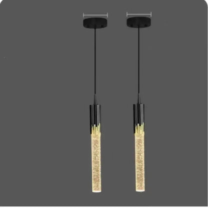 Modern gold crystal led pendant light with black cylindrical glass bodies and golden led bulbs for living room decorbites crystal led