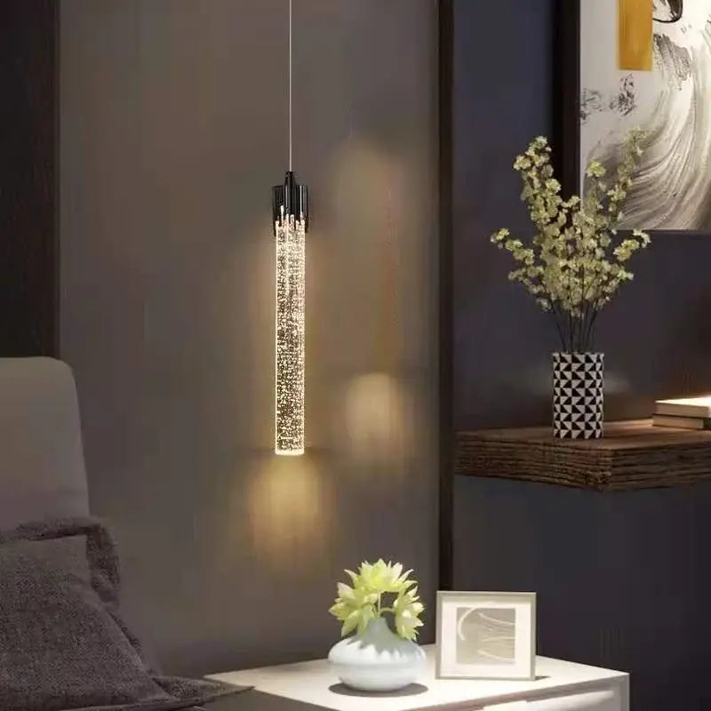 Modern gold crystal led pendant light with black top and sparkling interior for warm living room decorbites crystal led illumination