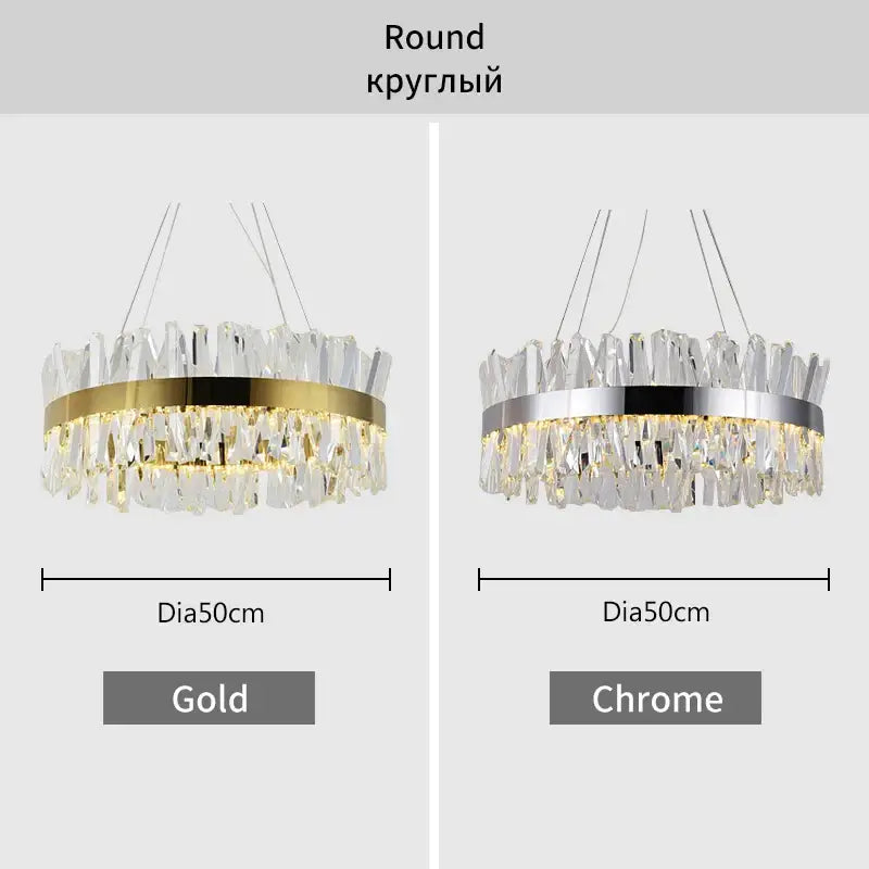 Modern gold crystal led pendant light kitchen chandelier with elegant round decorbites crystal led shadow shards