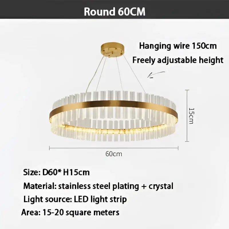 Modern gold crystal led ring chandelier with clear crystal accents and stainless steel plating for dining room decorbites crystal led