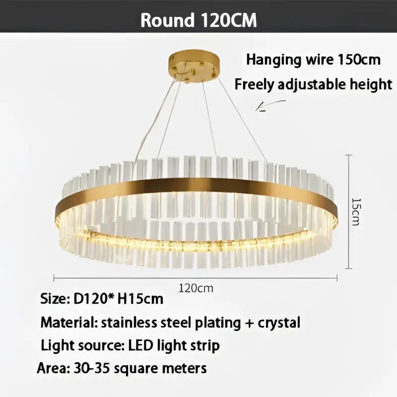 Modern gold crystal led ring chandelier with clear crystal accents and led light strip for dining room decorbites ring chandelier