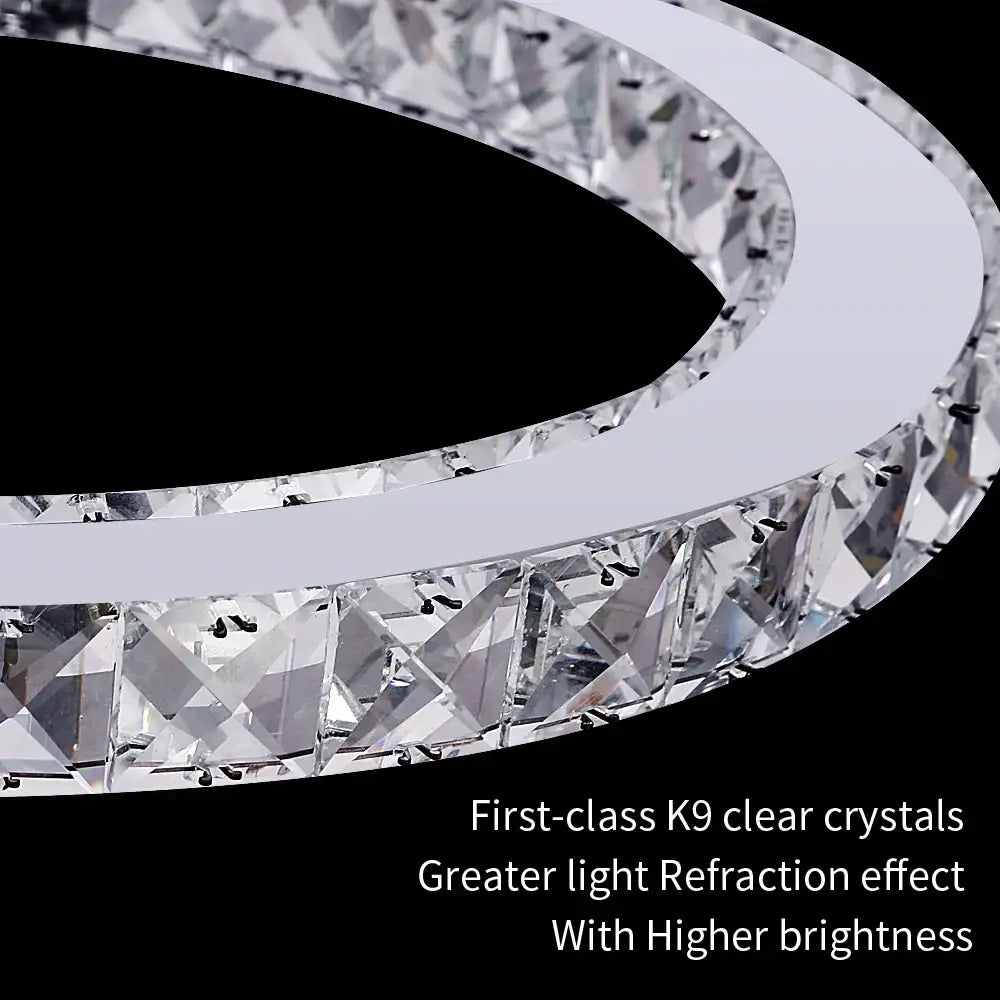Modern gold crystal led ring chandelier with a sleek white frame and k9 clear crystals for decorbites crystal led decor