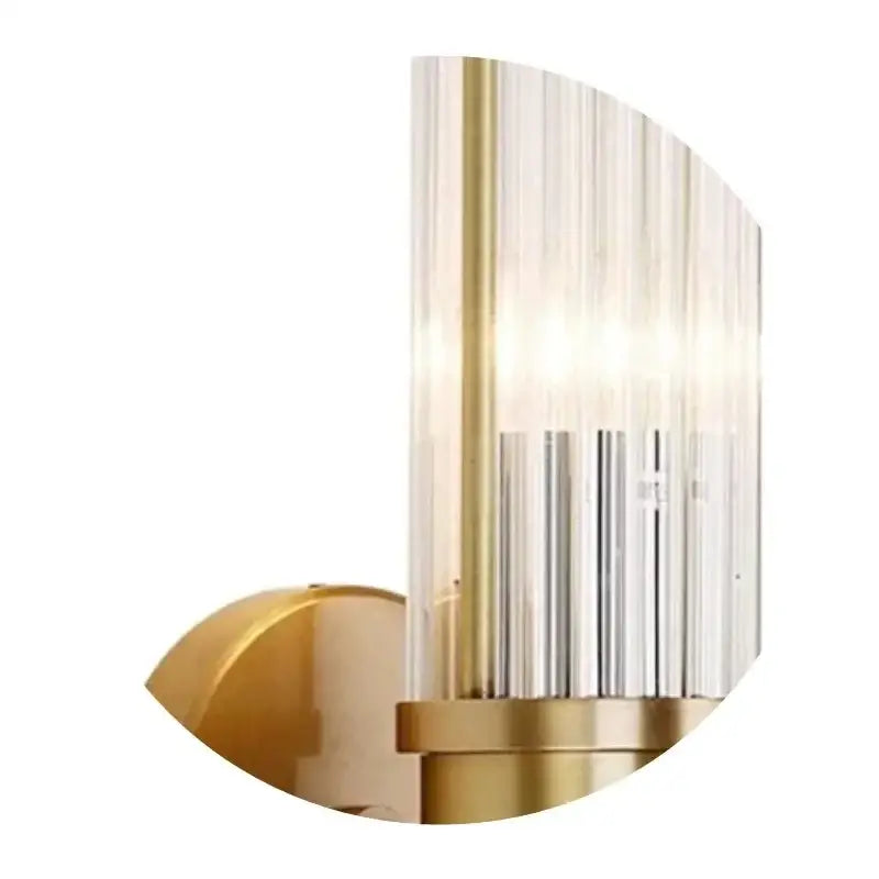 Modern gold crystal led wall lamp with vertical frosted glass rods wall sconce for elegant bedroom decorbites crystal led design