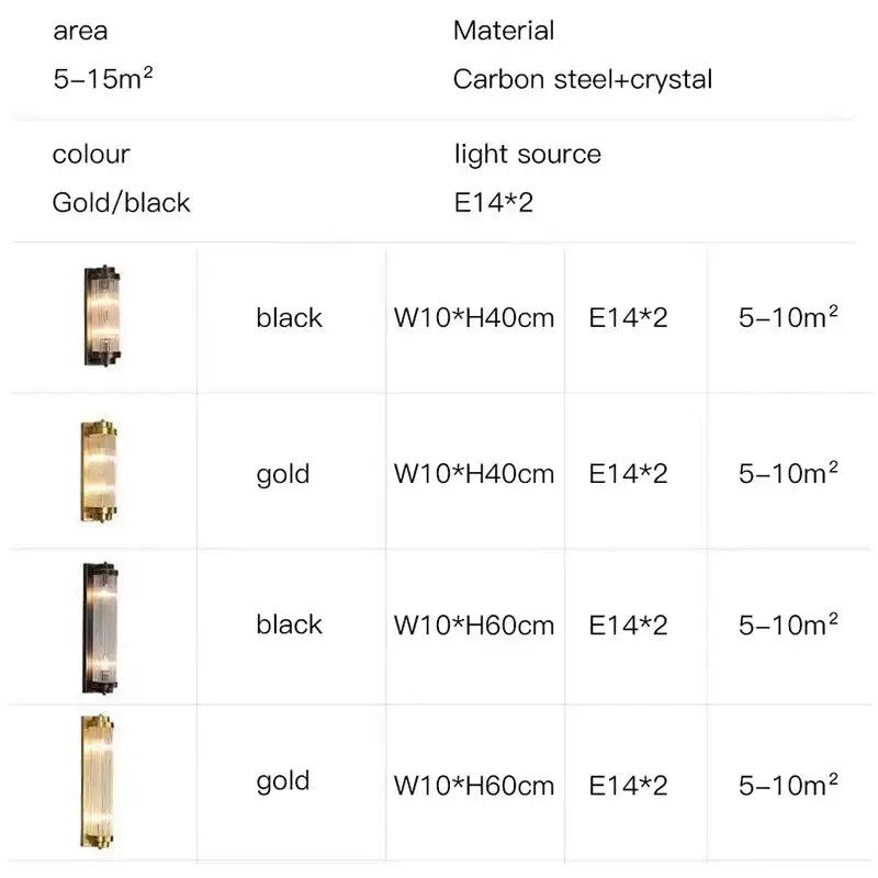 Modern gold crystal led wall lamp with sleek carbon steel frame and crystal accents for elegant bedroom decorbites crystal led design