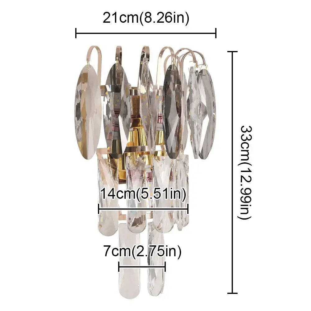 Elegant modern gold crystal led wall lamp featuring tiered glass discs and decorbites crystal led accents for bedroom decor