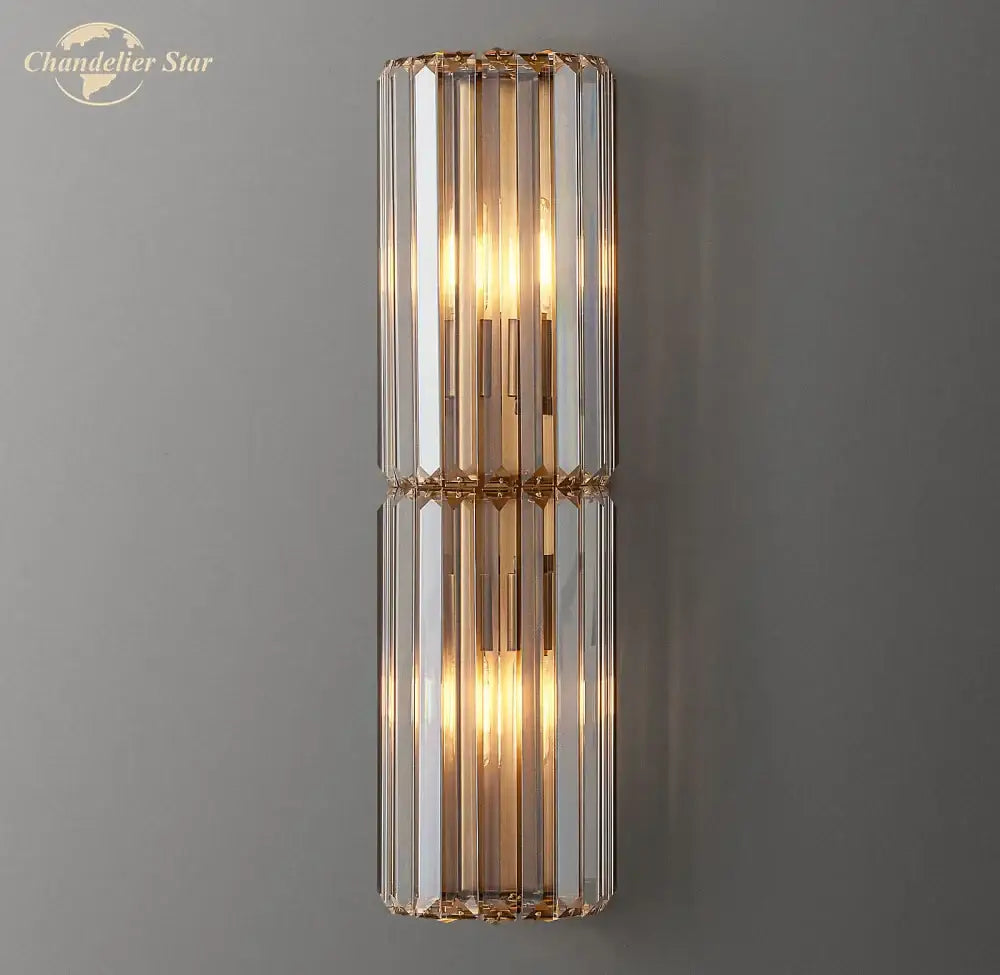 Modern gold crystal led wall sconce with vertical segments for bedroom lighting decorbites crystal led wall decor