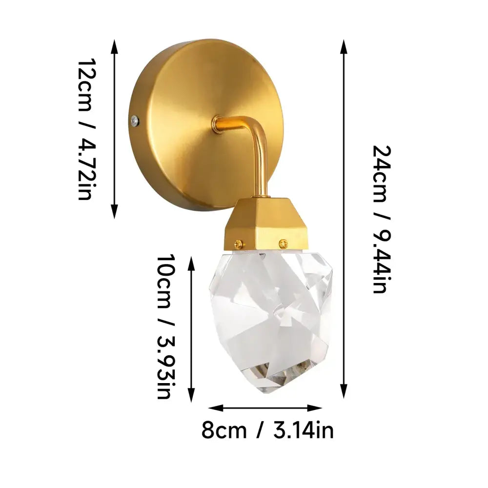Modern gold crystal led wall sconce featuring a gold finish and faceted crystal pendant for luxury bedroom decorbites decor