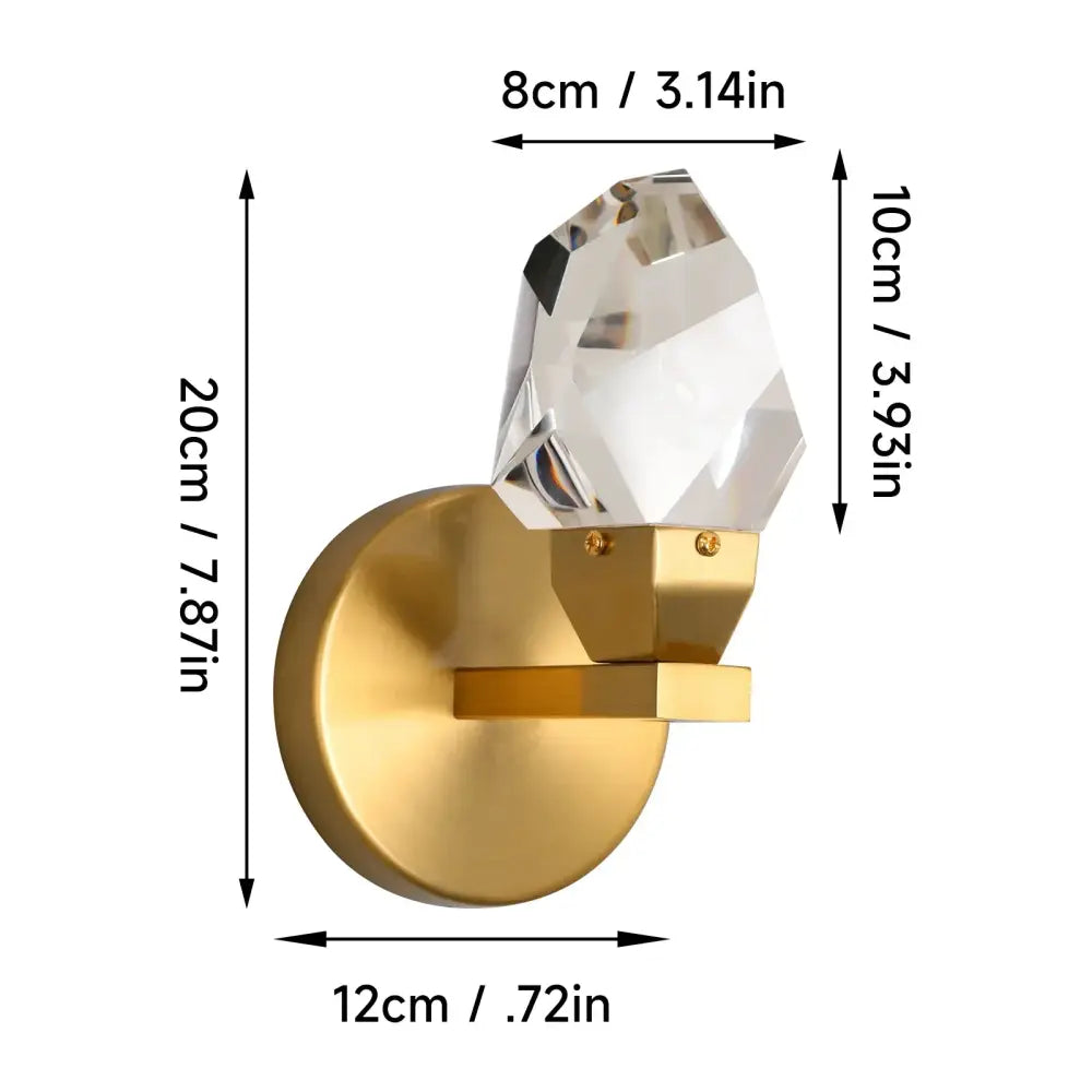 Modern gold crystal led wall sconce with faceted clear crystal accent for luxury bedroom decorbites crystal led wall decor