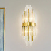 Modern gold crystal led wall sconce with clear glass rods cascading design suitable for 220v-240v 110v-120v use