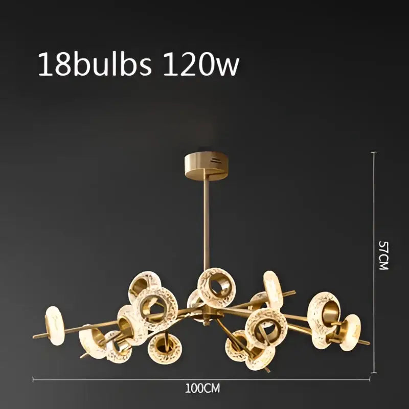 Modern gold crystal lustre led chandelier with 18 bulbs and circular crystal accents for dining room decorbites crystal lustre