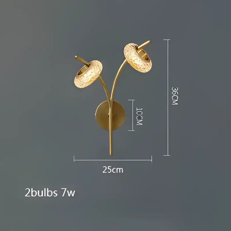 Gold-toned modern crystal lustre led wall sconce with two textured shades and curved stem for elegant decorbites crystal lustre