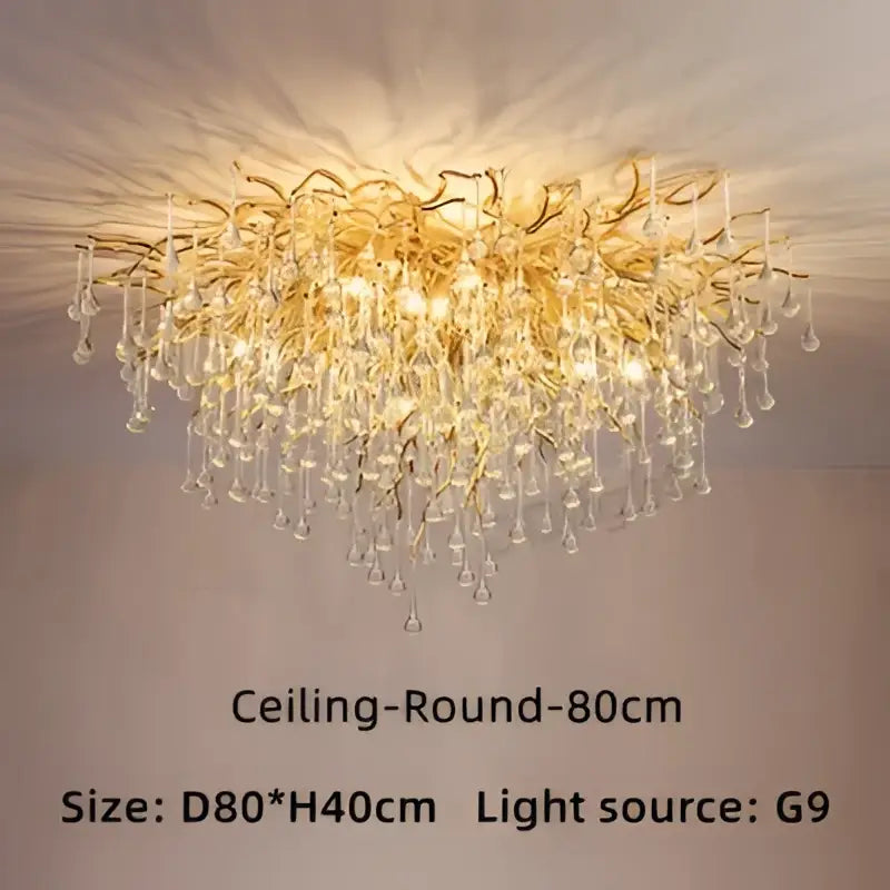 Modern gold crystal luxury ceiling chandelier with intricate branching arms and crystal droplets for dining room decorbites crystal luxury