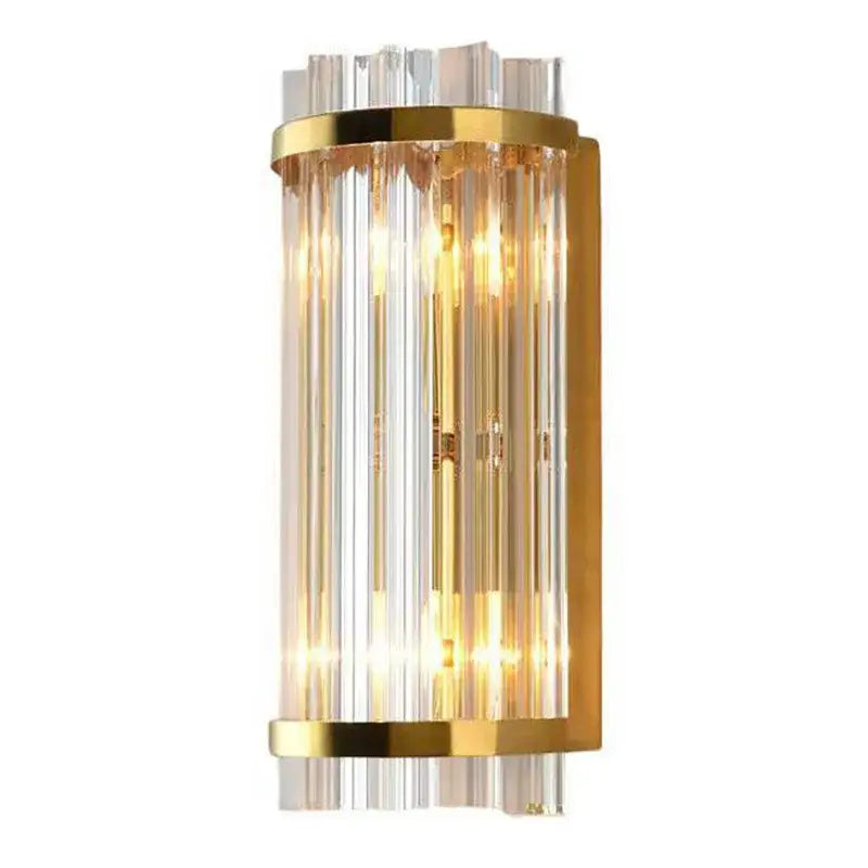 Modern gold crystal luxury wall lamp with vertical crystal rods and sleek design for bedroom decorbites crystal luxury wall