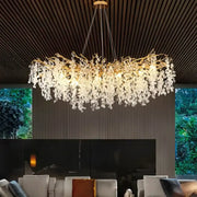 Modern gold crystal money tree chandelier with cascading clear crystal leaves for living room decorbites crystal money decor