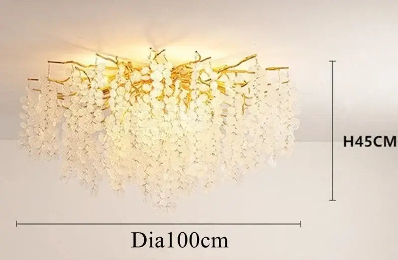 Modern gold crystal money tree chandelier with cascading white crystal droplets and branch-like metal arms for living room decorbites crystal money lighting