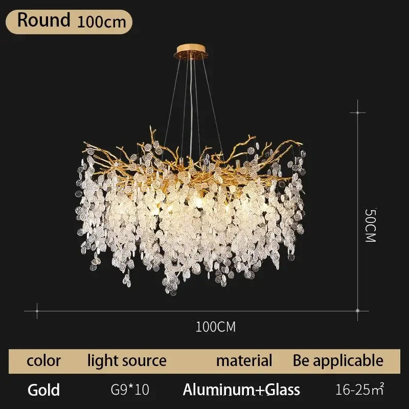 Modern gold crystal money tree chandelier with branching aluminum frame and cascading clear glass crystals for living room decorbites crystal money decor