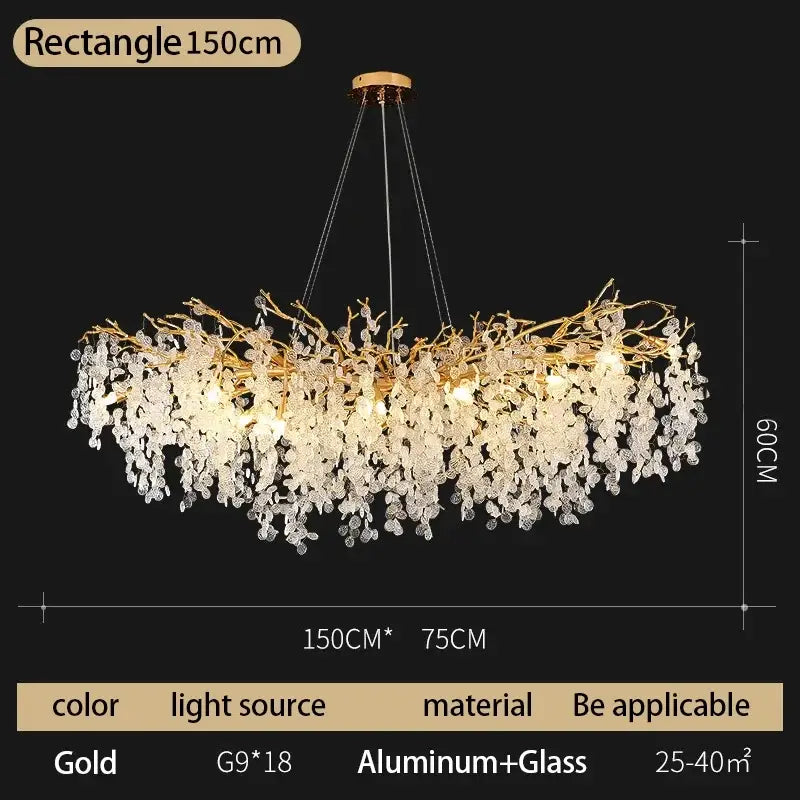 Modern gold crystal money tree chandelier with delicate branch design and cascading clear glass leaves for living room decorbites crystal money
